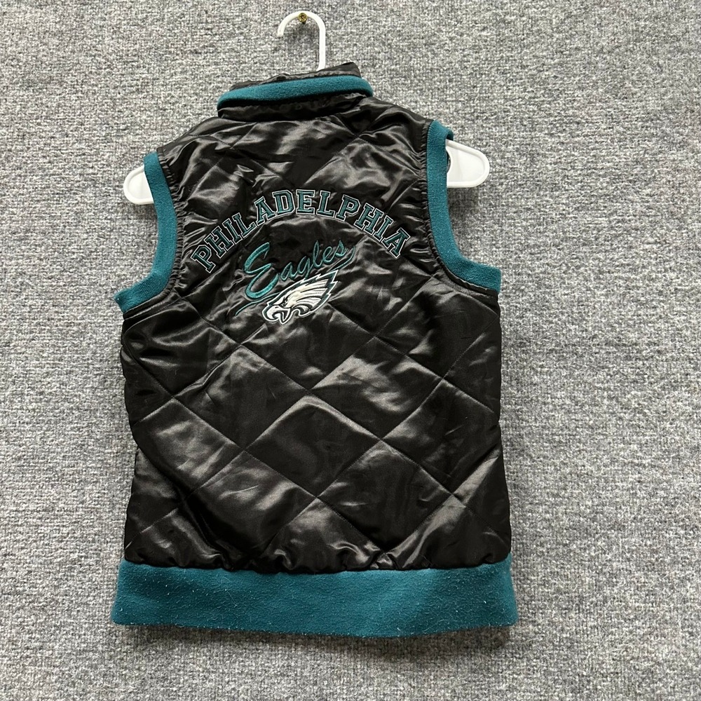 NFL Puffer Vest Womens Size XS Black Philadelphia Eagles Quilted Full Zip Sports - Picture 6 of 7